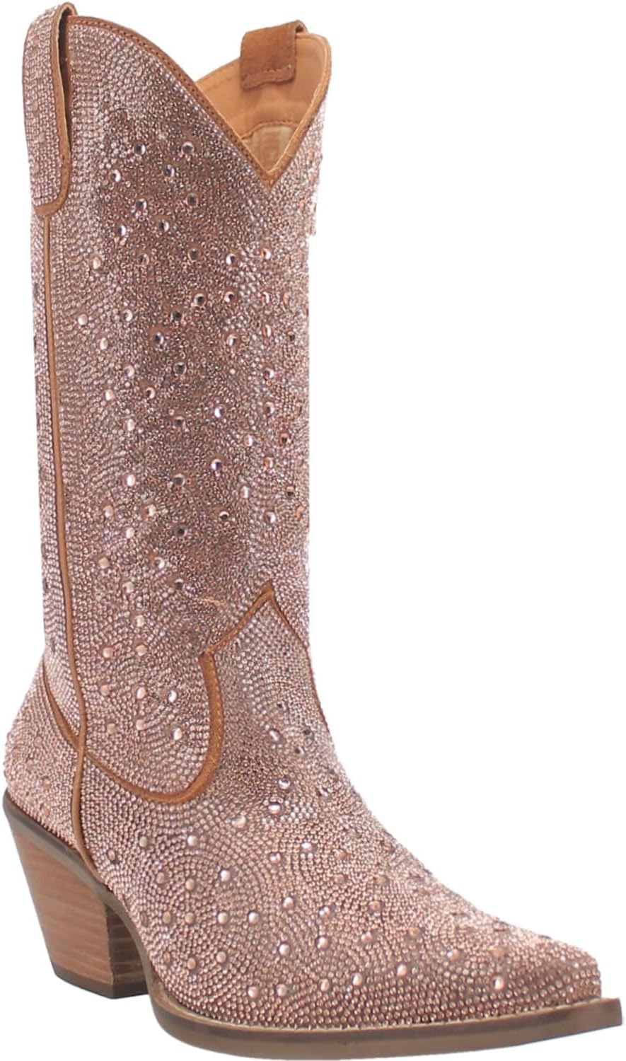 Silver Dollar Leather Boot Dingo Cowboy Boot, Rose Gold