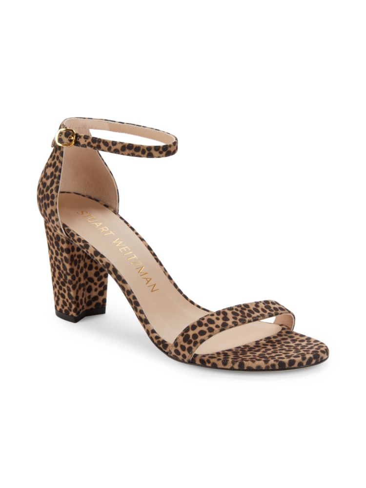 Stuart Weitzman Nude Leopard Suede Sandals - Classic