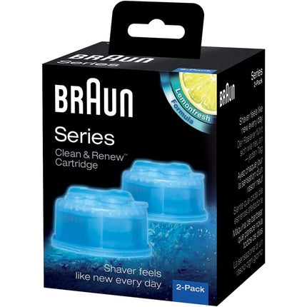 خرطوشة بديلة Braun CCR2 Clean &amp; Renew، قطعتان، باللون الأزرق