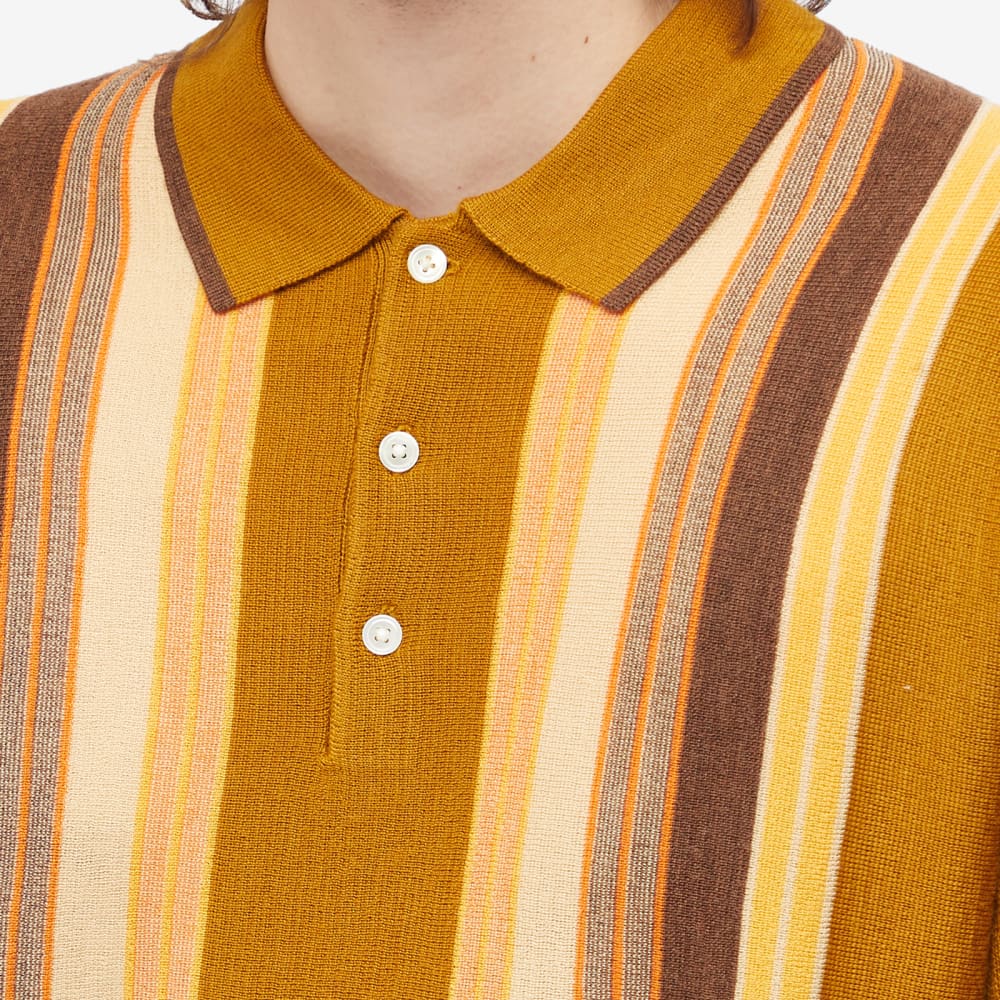 Beams Plus Knitted Long Sleeve Striped Polo Shirt