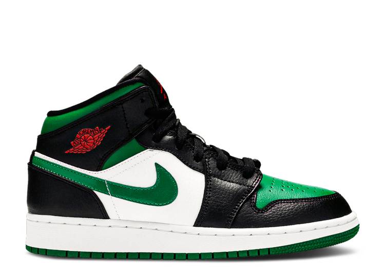 حذاء رياضي AIR JORDAN 1 MID GS 'BLACK PINE GREEN'، أسود