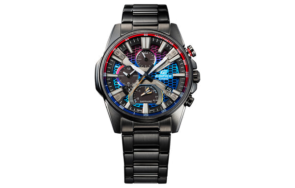 CASIO Edifice Gradient Series Casual Retro Fashion Solar Powered Classic Three Eyes Dial Watch Analog, multicolor