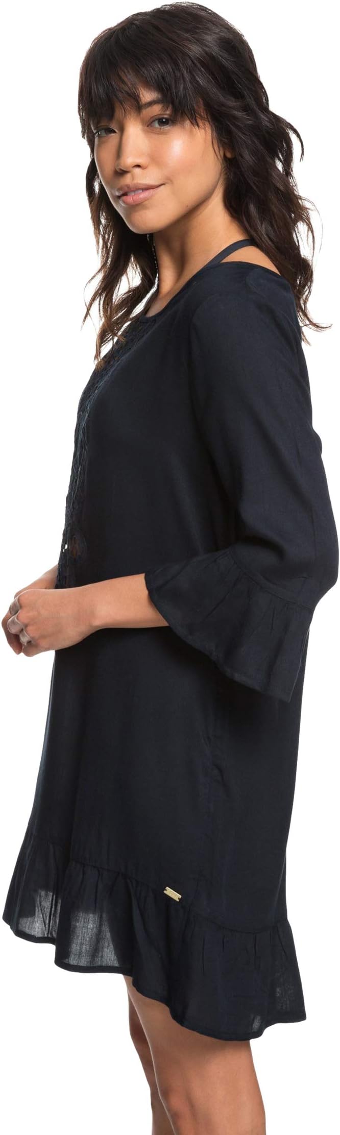 Goldy Soul Roxy Long Sleeve Cover-Up Dress, True Black