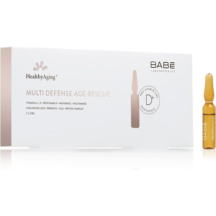 Laboratorios Babé Multi Defense Age Rescue Ampoules Healthy  Aging+ Regenerating Revitalizing and rejuvenating effect Firming and moisturizing skin anti-wrinkle bubbles 7 ampoules of 2 ml - pack of 7 pcs .  Babé Laboratorios