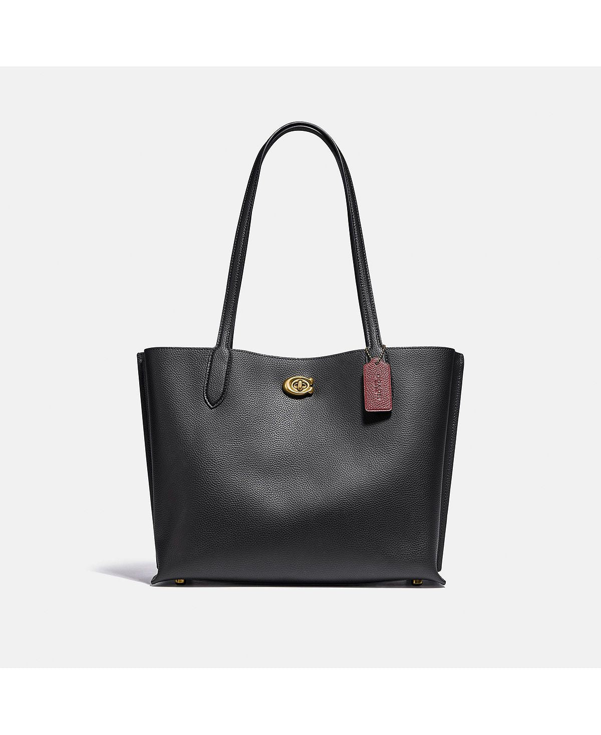 Willow Tote in Polished Pebbled Leather with Internal Zip Pocket COACH black