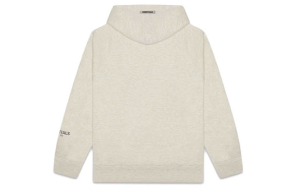 بلوزة Fear of God Essentials لخريف وشتاء 2020 بغطاء رأس "Heather Oatmeal"، باللون الرمادي