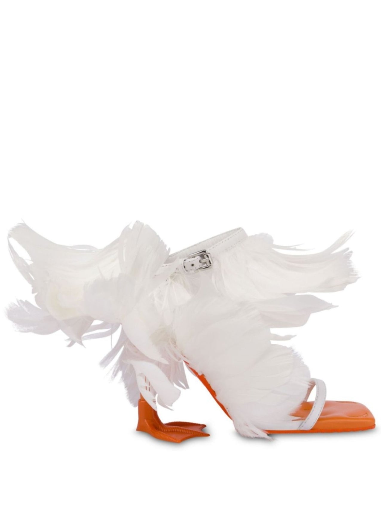 Moschino Feather Sandals, White