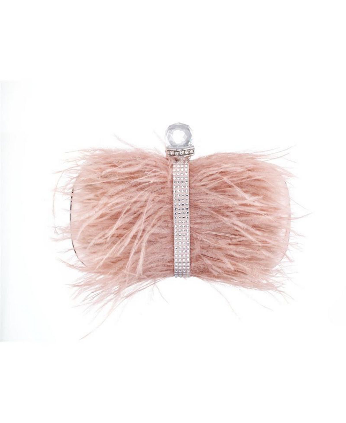 Women's minaudiere clutch decorated with Nina feathers