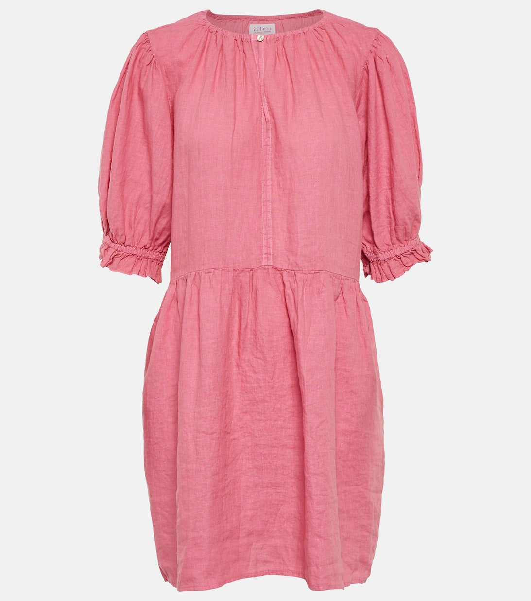 Kailani VELVET linen mini dress, pink