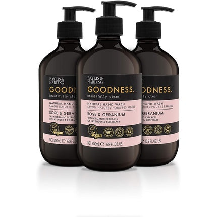 غسول اليدين Goodness Rose &amp; Geranium 500 مل من Baylis &amp; Harding