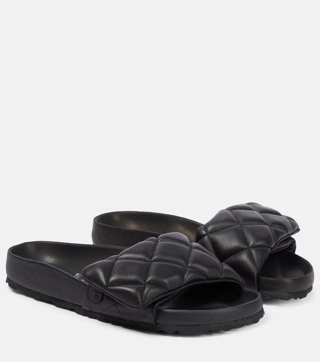 Sylt Birkenstock Quilted Leather Slides, Black