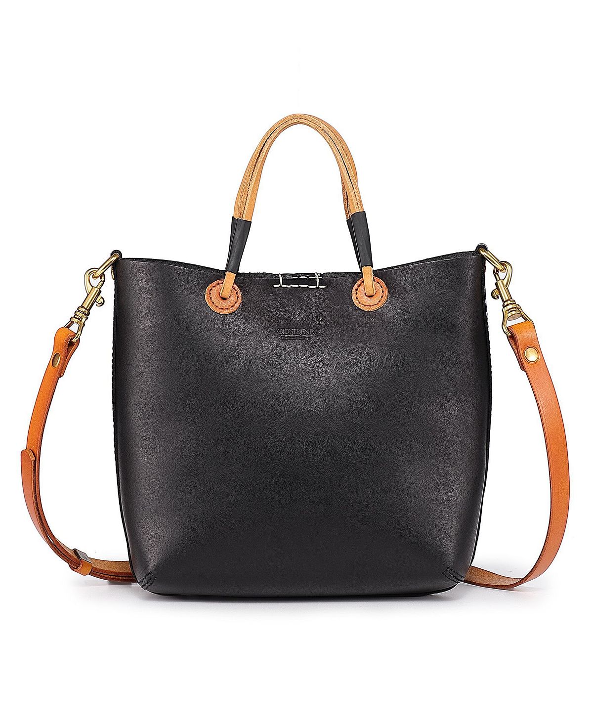 Women's Outwest genuine leather OLD TREND mini tote bag, black