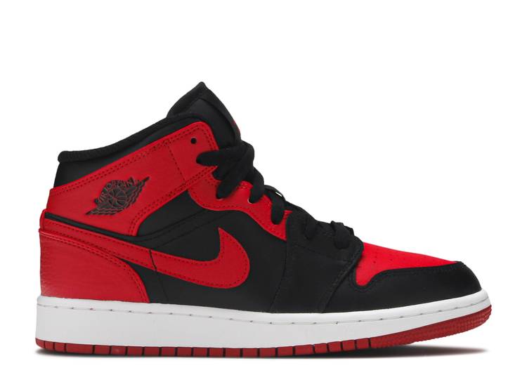 حذاء رياضي AIR JORDAN 1 MID GS 'BANNED'، أسود