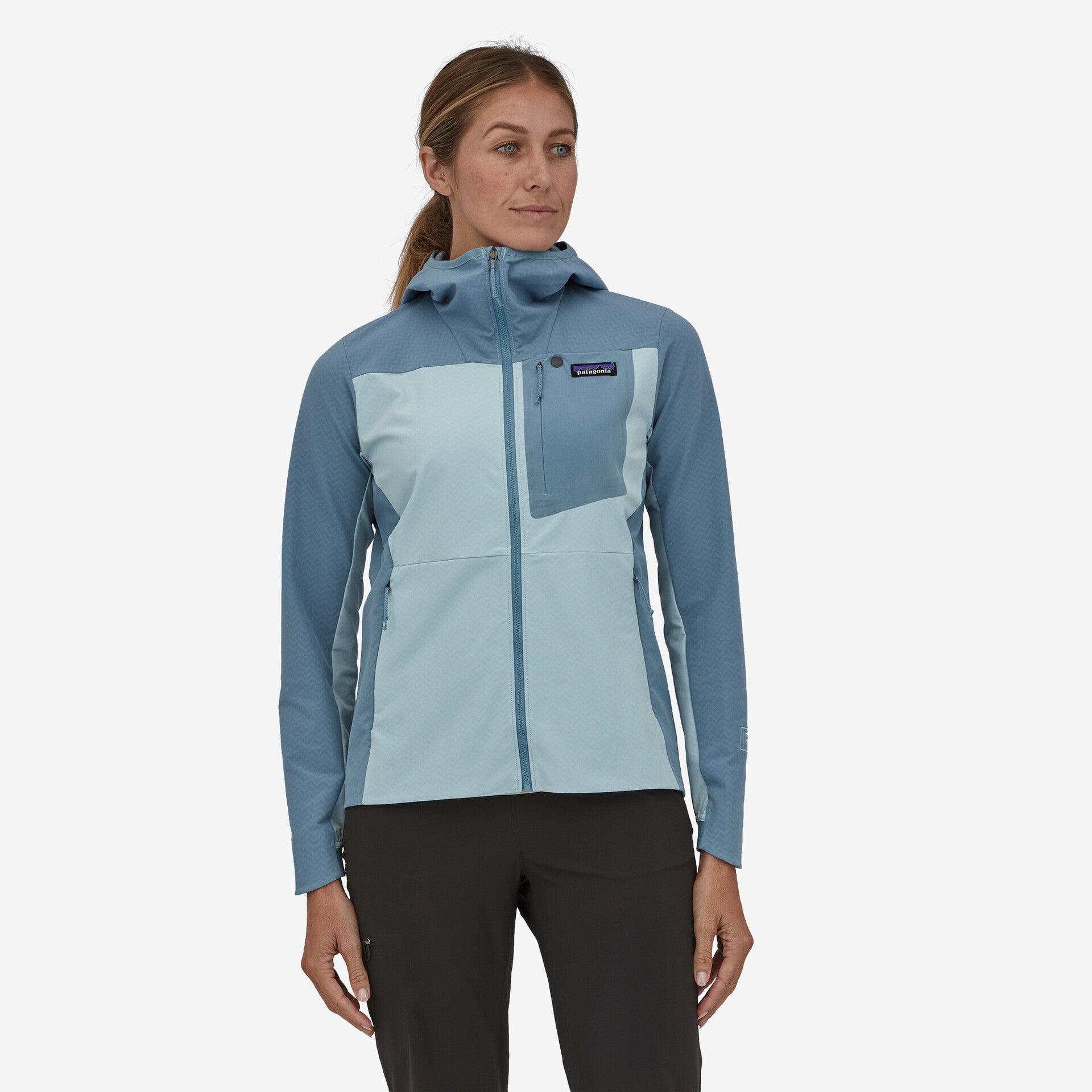 سويت شيرت نسائي R1 CrossStrata Patagonia، أزرق فاتح