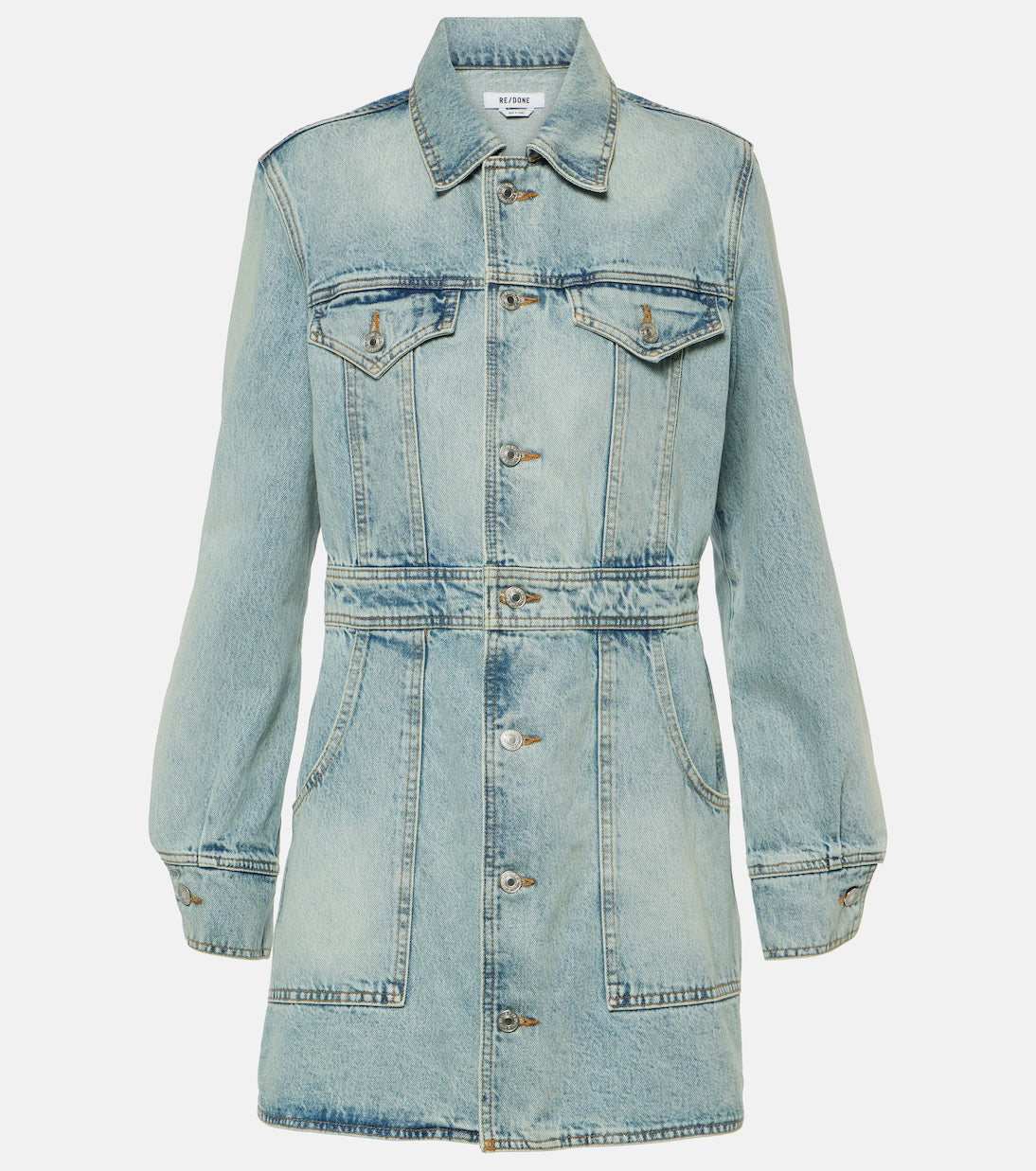 Trucker Re/Done denim mini dress, blue