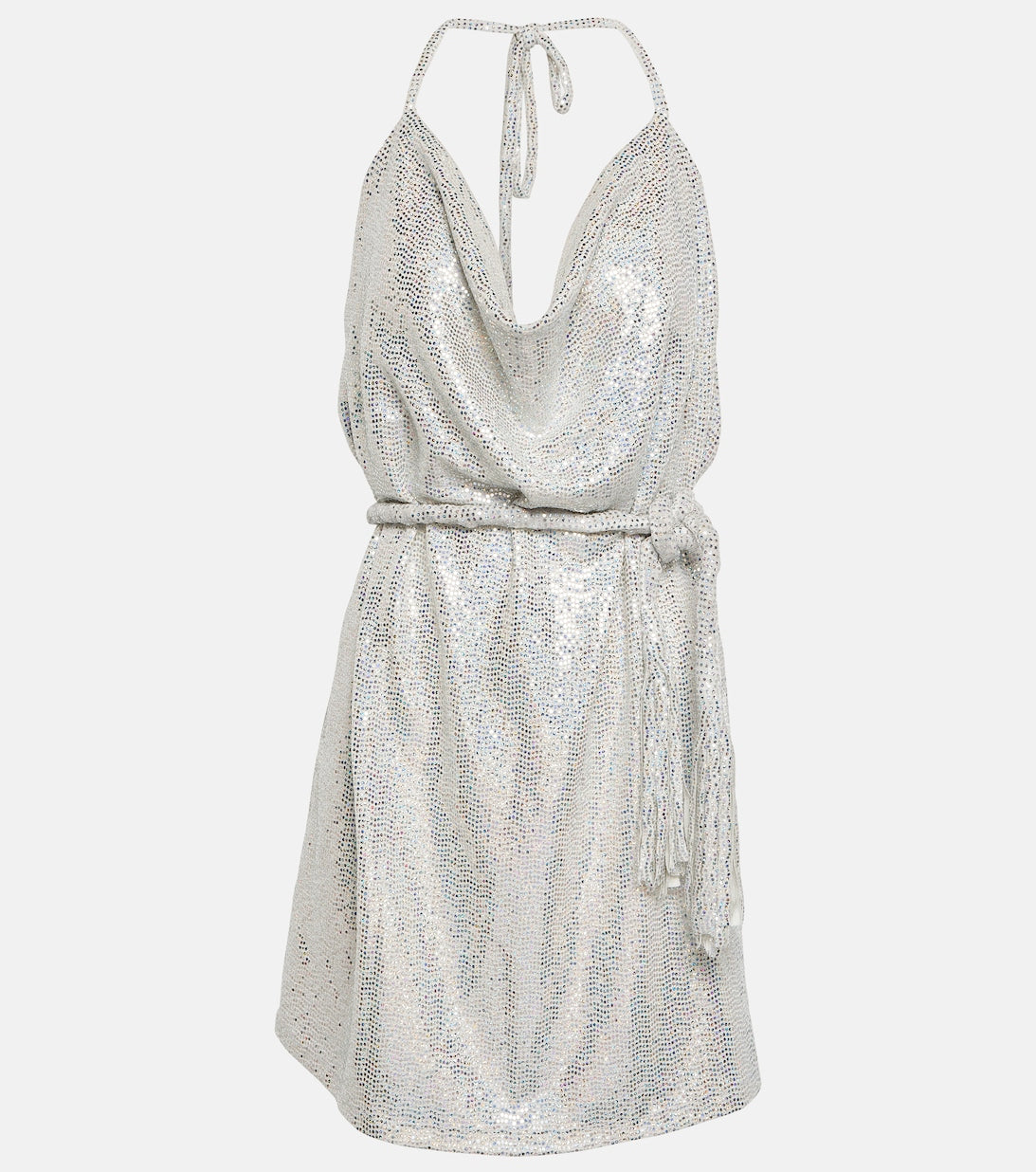 Mini dress with sequins and halterneck DODO BAR OR, white