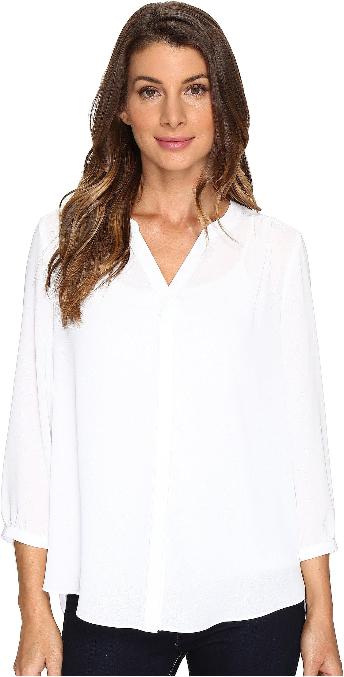 NYDJ Pleated Back Blouse in Optic White