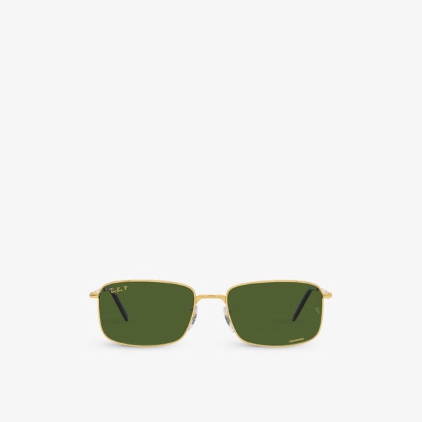 RB3717 metal rectangular sunglasses with Ray-Ban signature lenses ,  yellow