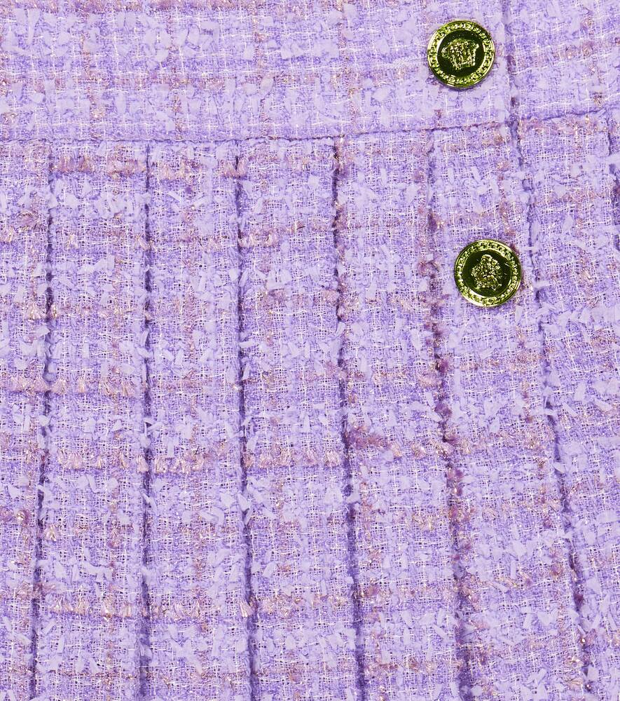 Medusa Versace Pleated Tweed Skirt, Purple