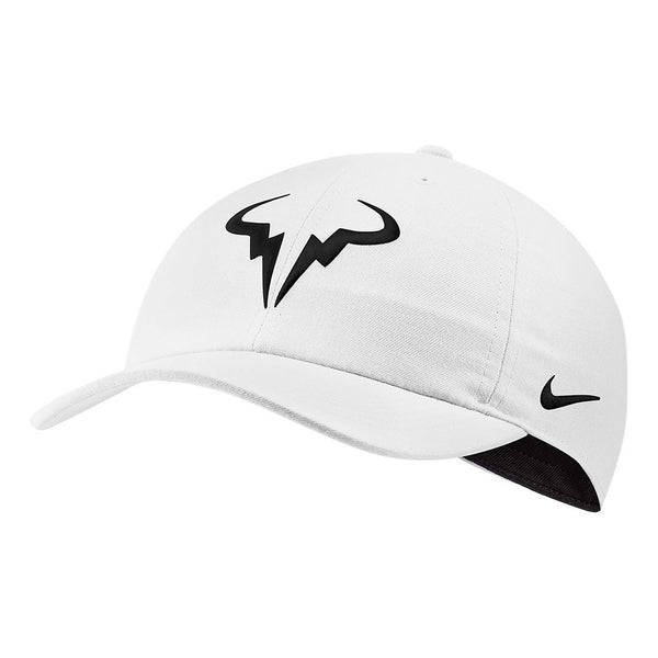 قبعة Nike Court Aerobill H86 Rafa باللون الأبيض والأسود، باللون الأبيض