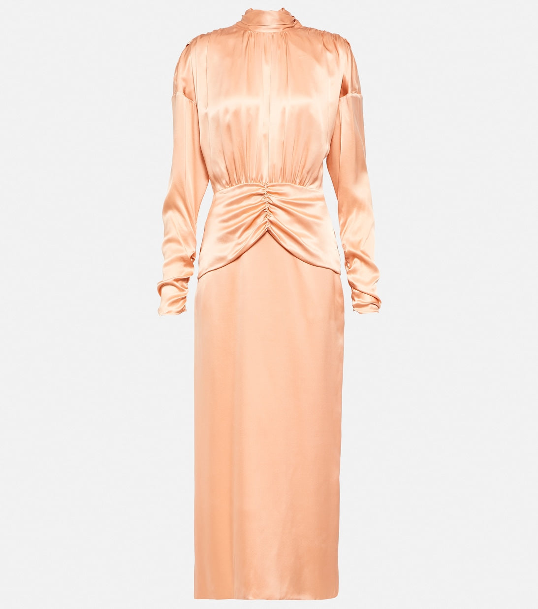 Silk satin midi dress with tie collar ALESSANDRA RICH, pink