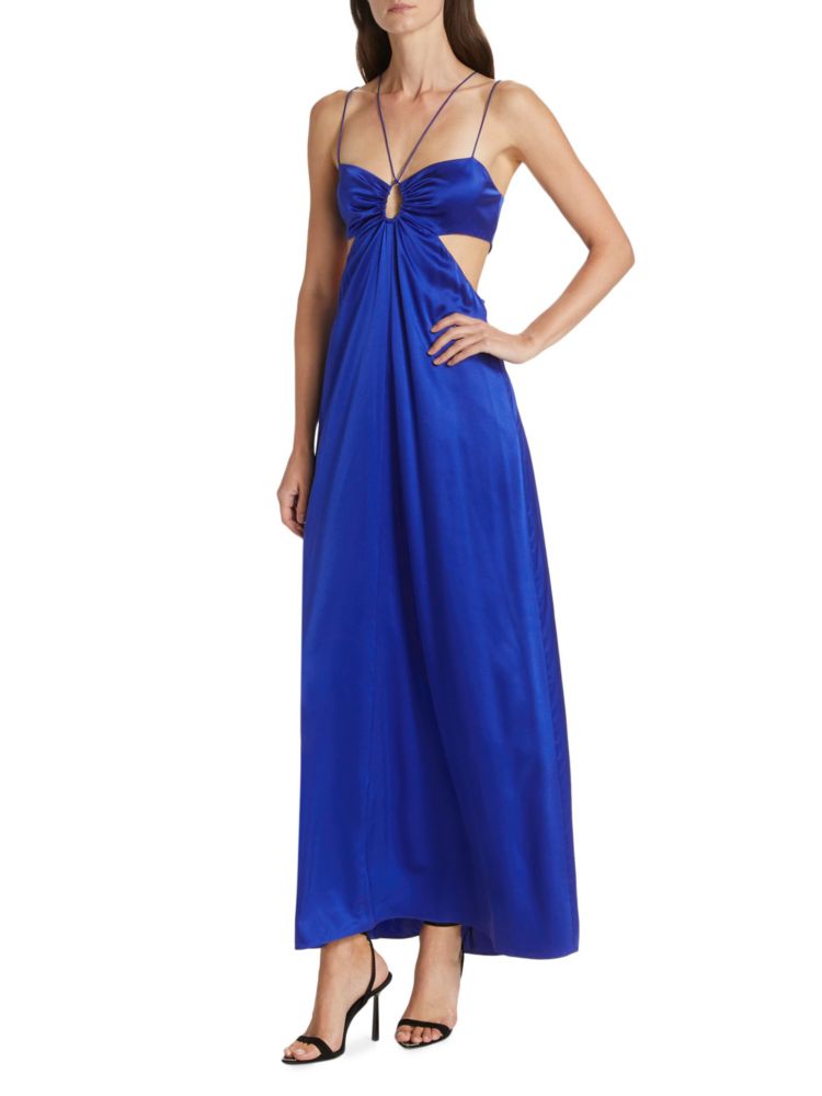 Frame Cutout Silk Maxi Dress in Ultramarine