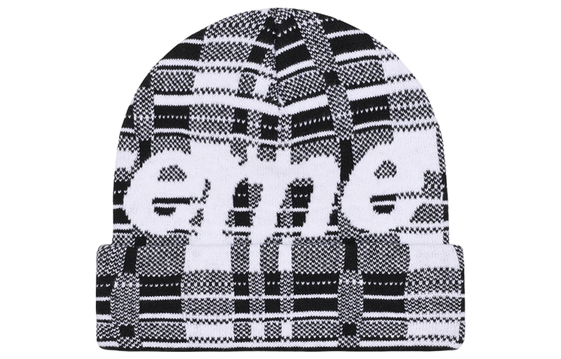 Supreme Big Logo Beanie Black/White