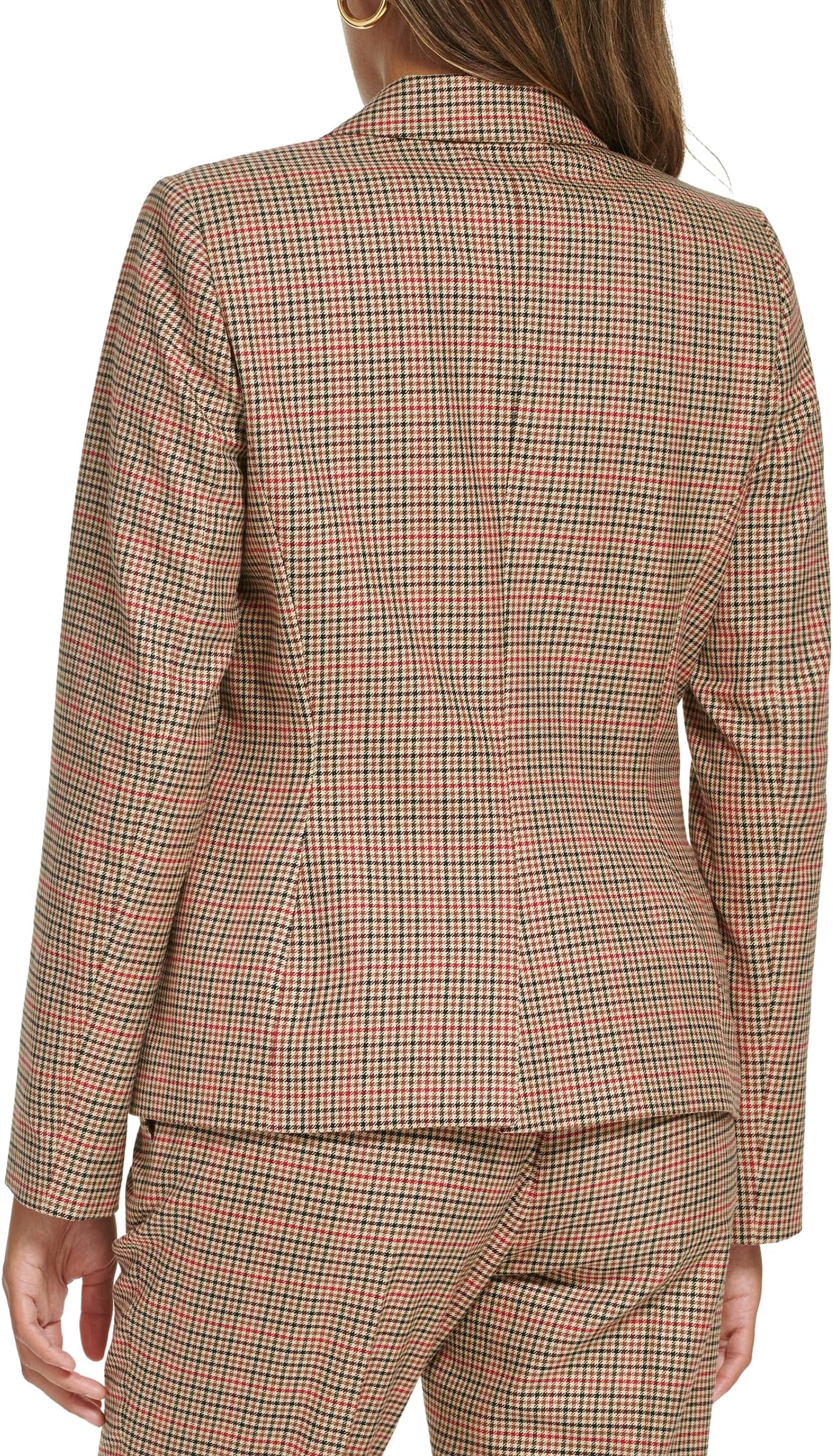 Tommy Hilfiger Single Button Check Blazer in Chili Pepper Multi