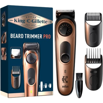 ماكينة تشذيب اللحية الكهربائية King C من Gillette Pro للرجال مع عجلة دقيقة بطول 40 سم - قابلة للغسل - شفرات معدنية حادة مدى الحياة