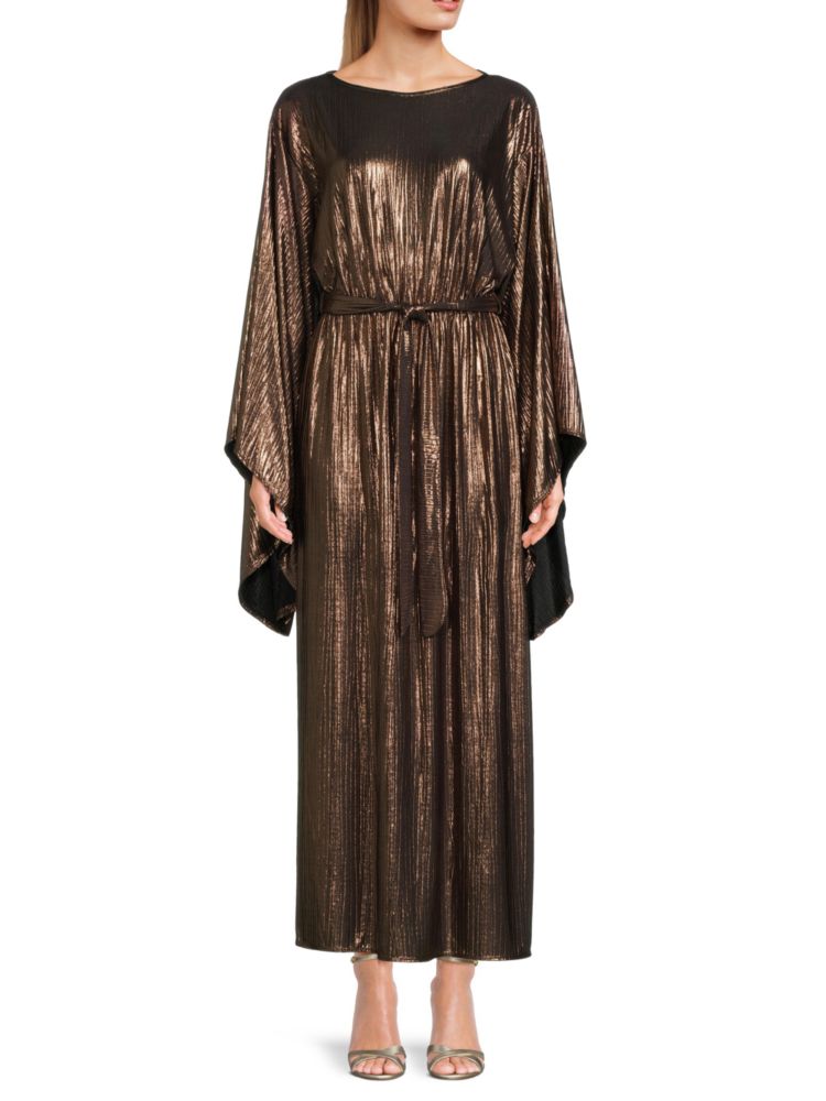 Renee C. Metallic Dolman Sleeve Maxi Dress, Bronze