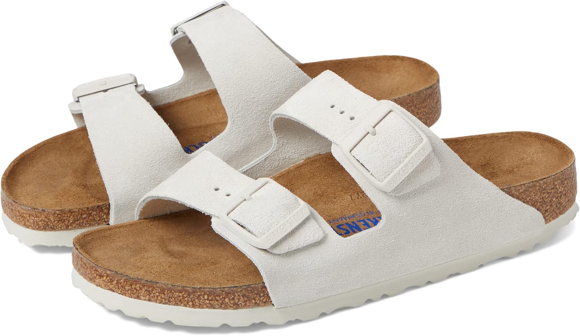 Arizona Soft Footbed Flat Sandals - Suede (Unisex) Birkenstock in Antique White Suede