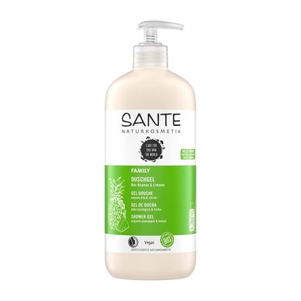 Sante Naturkosmetik Bio Shower gel with pineapple and lemon, 950 ml, family size with pump dispenser