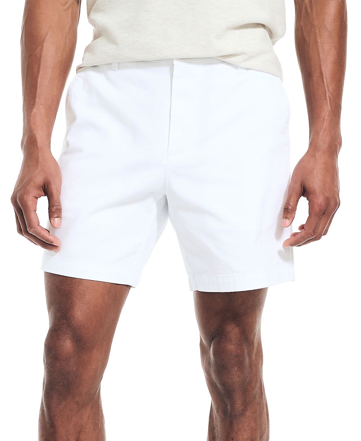 Nautica Men's Stretch Chino Shorts Regular Fit Flat Front (6 Inch)