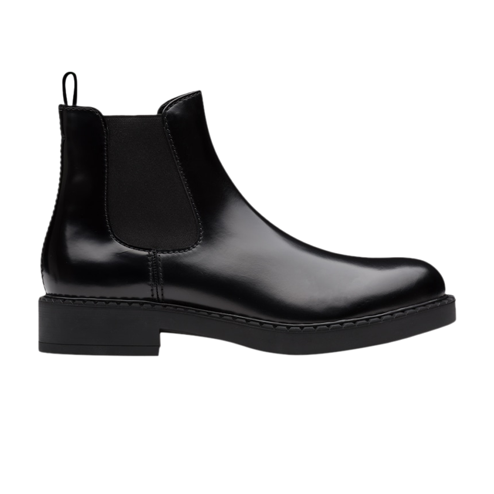 Prada Matte Calfskin Chelsea Boots, Black