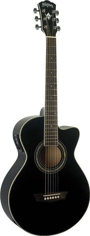 Acoustic guitar Wahsburn Festival EA10B Petite Jumbo Cutaway Acoustic-Electric Guitar - BLACK