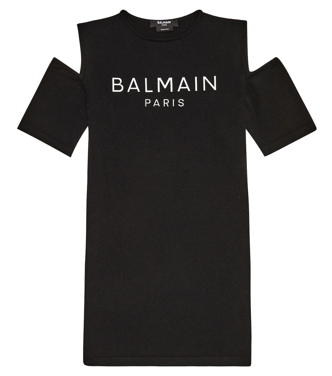 Balmain Logo Off Shoulder Dress, Black