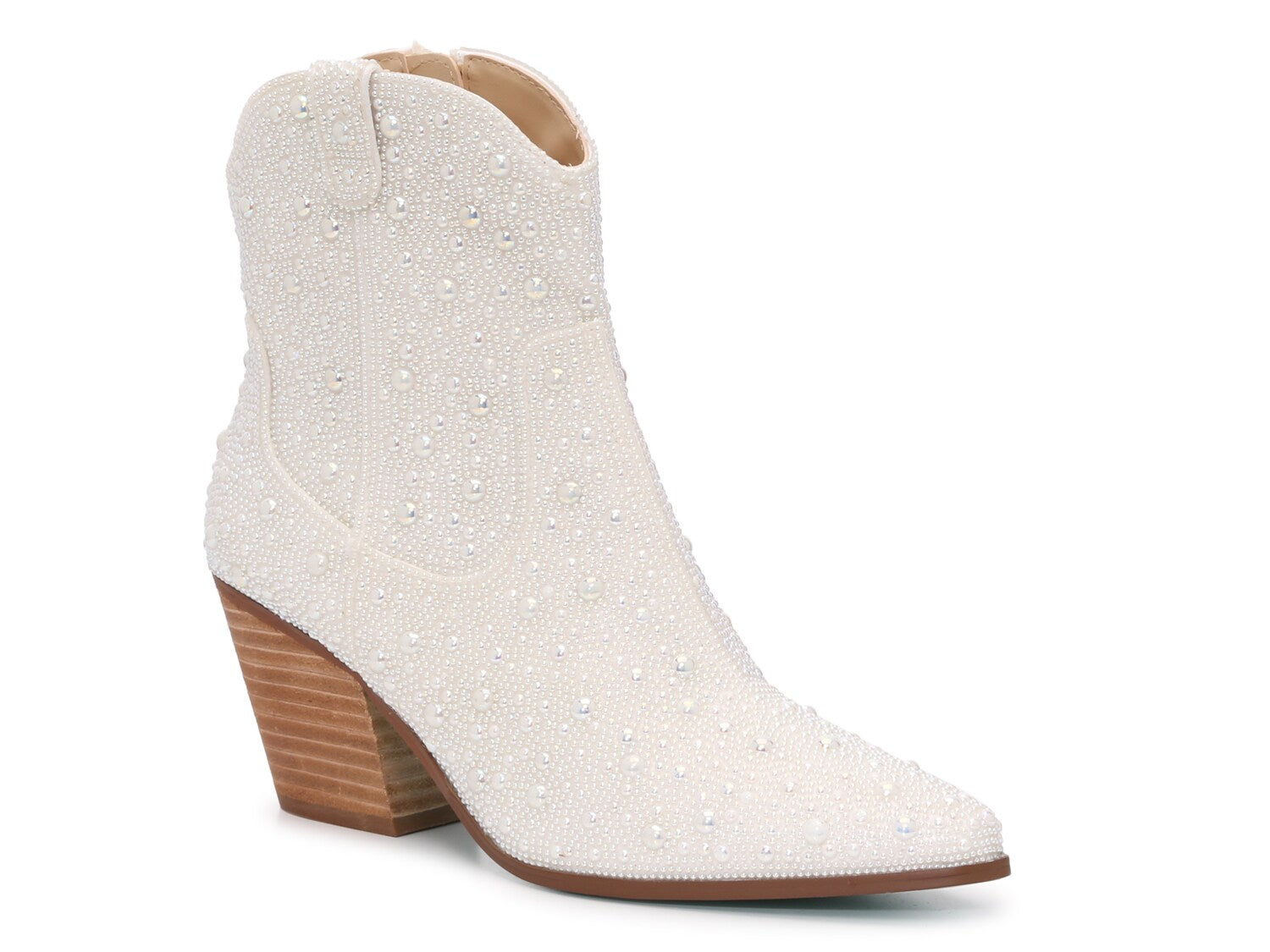 Betsey Johnson Emory Rhinestone Western Boots, White