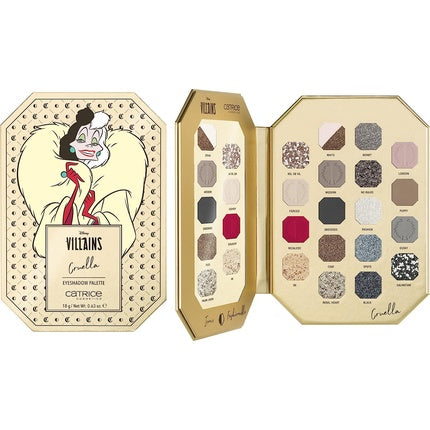 Disney Villains Cruella Eyeshadow Palette, 18 Colors, Long Lasting Vegan, Catrice