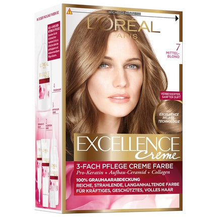 Hair dye Excellence Creme 7 Medium brown, L'Oreal