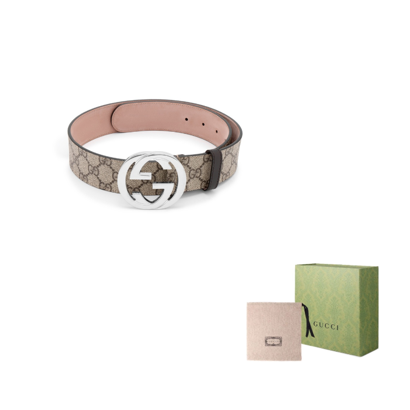 Gucci Supreme Men's Leather Belt, Beige