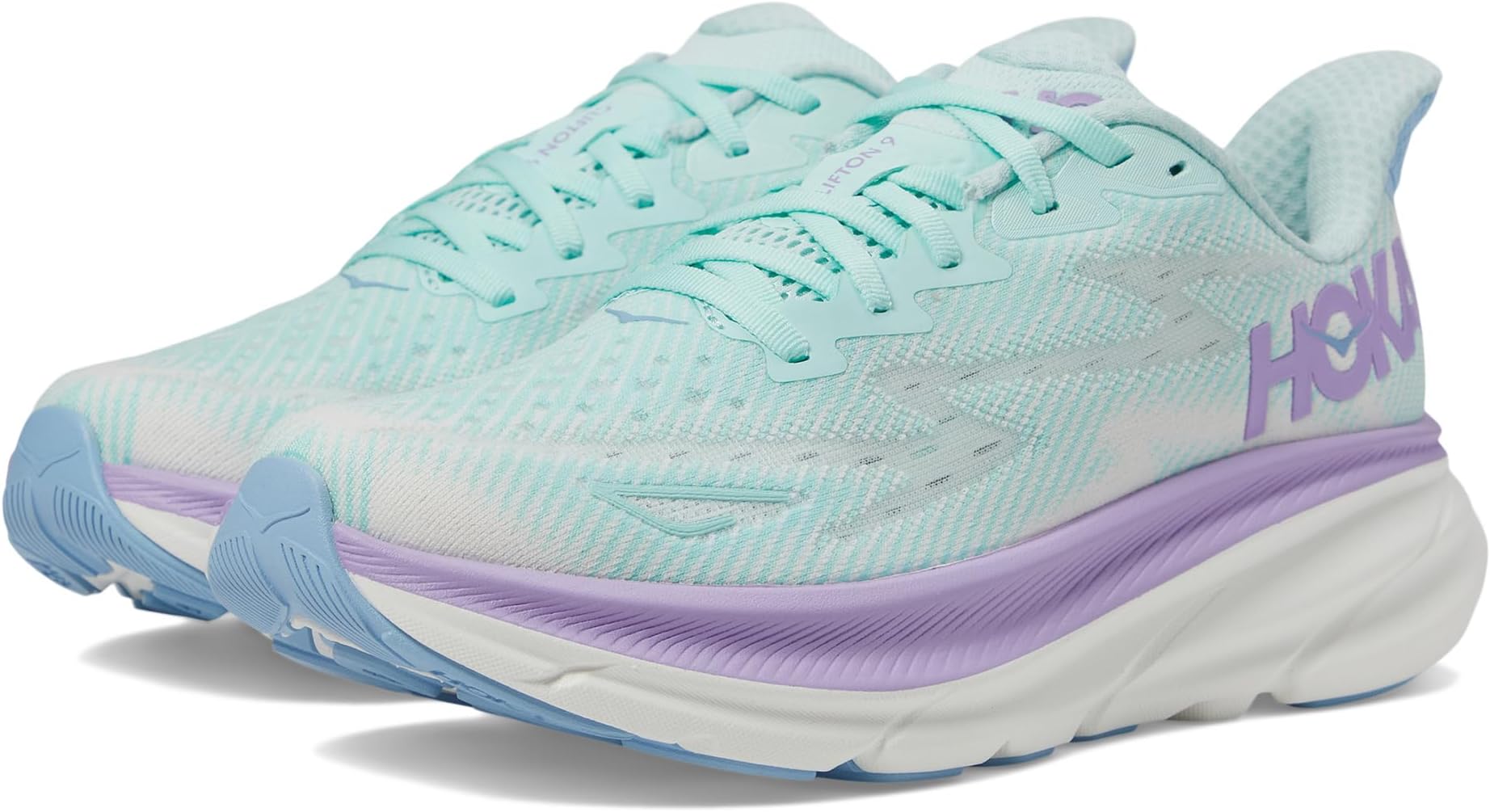 Clifton 9 Hoka Sneakers in Sunlit Ocean/Lilac Mist