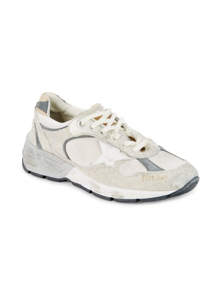 حذاء رياضي Golden Goose Chunky Leather Distressed Dad باللونين الأبيض والرمادي