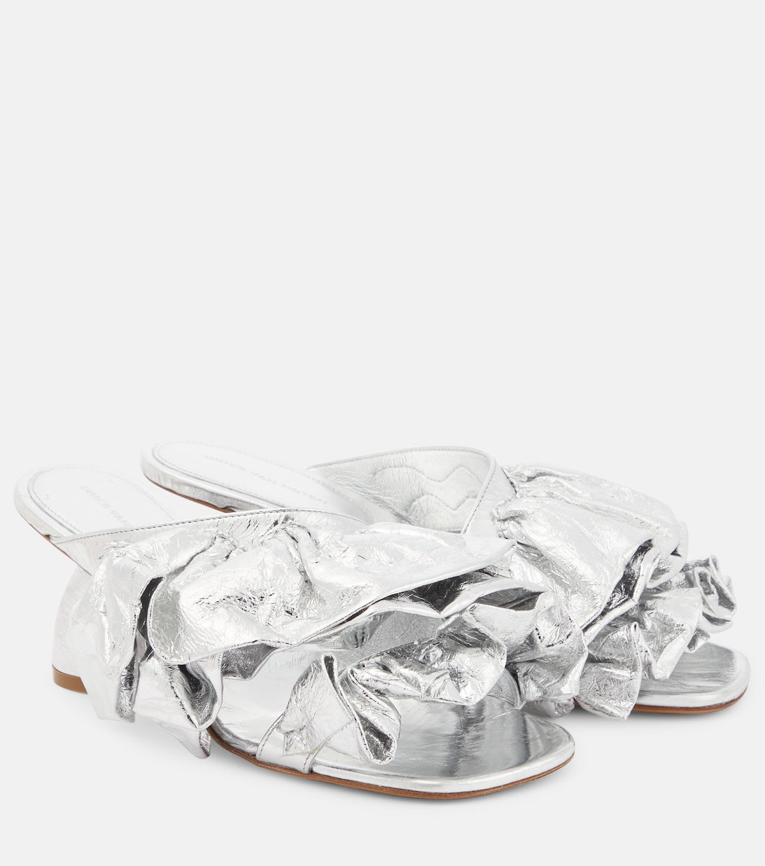 Dries Van Noten leather mules, silver