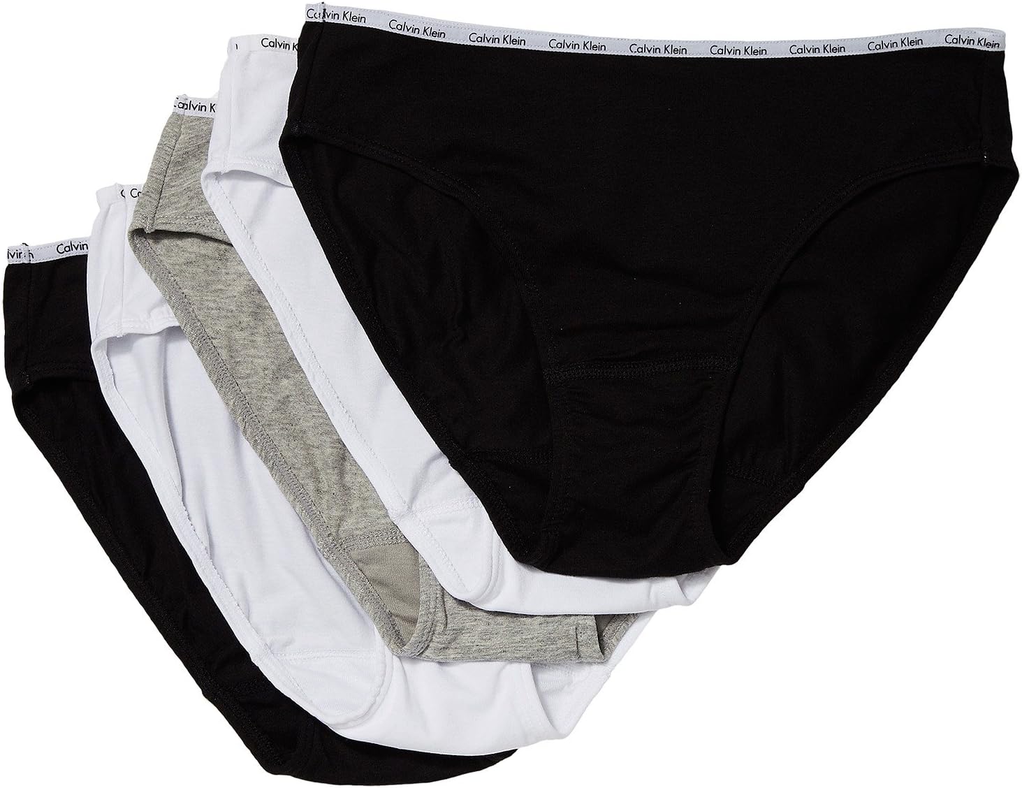 Calvin Klein Underwear Signature Cotton Bikini Bottom 5-Pack in Black/White/Grey Heather