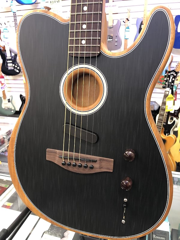 جيتار أكوستيك Fender Acoustasonic Player Telecaster، لوحة أصابع من خشب الورد، أسود مصقول