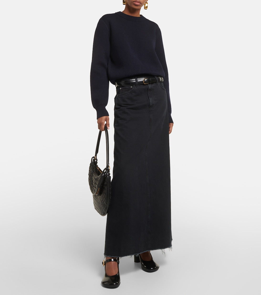 Hilla Agolde denim maxi skirt, black