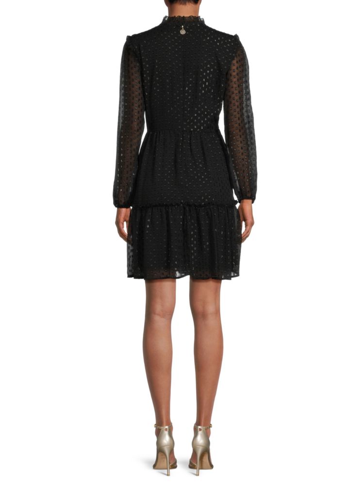 Tommy Hilfiger Textured Tiered Mini Dress, Black