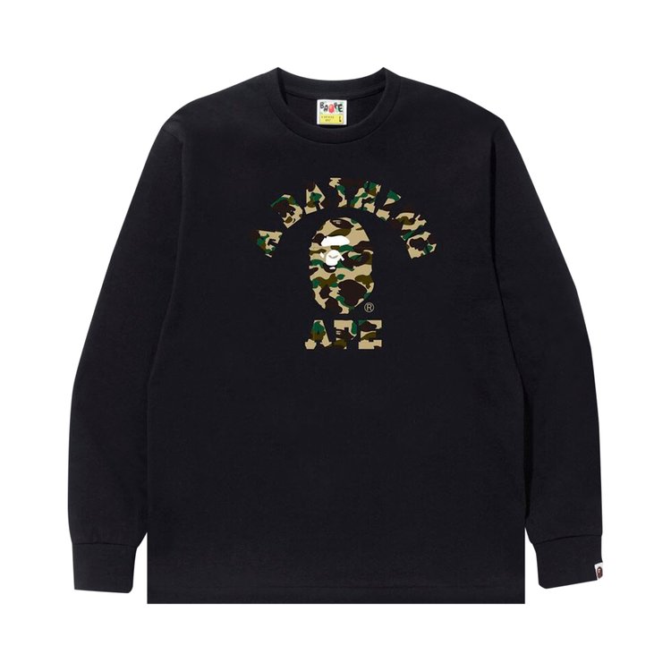 BAPE 1st Camo College Long-Sleeve 'Black/Yellow' T-Shirt, Black