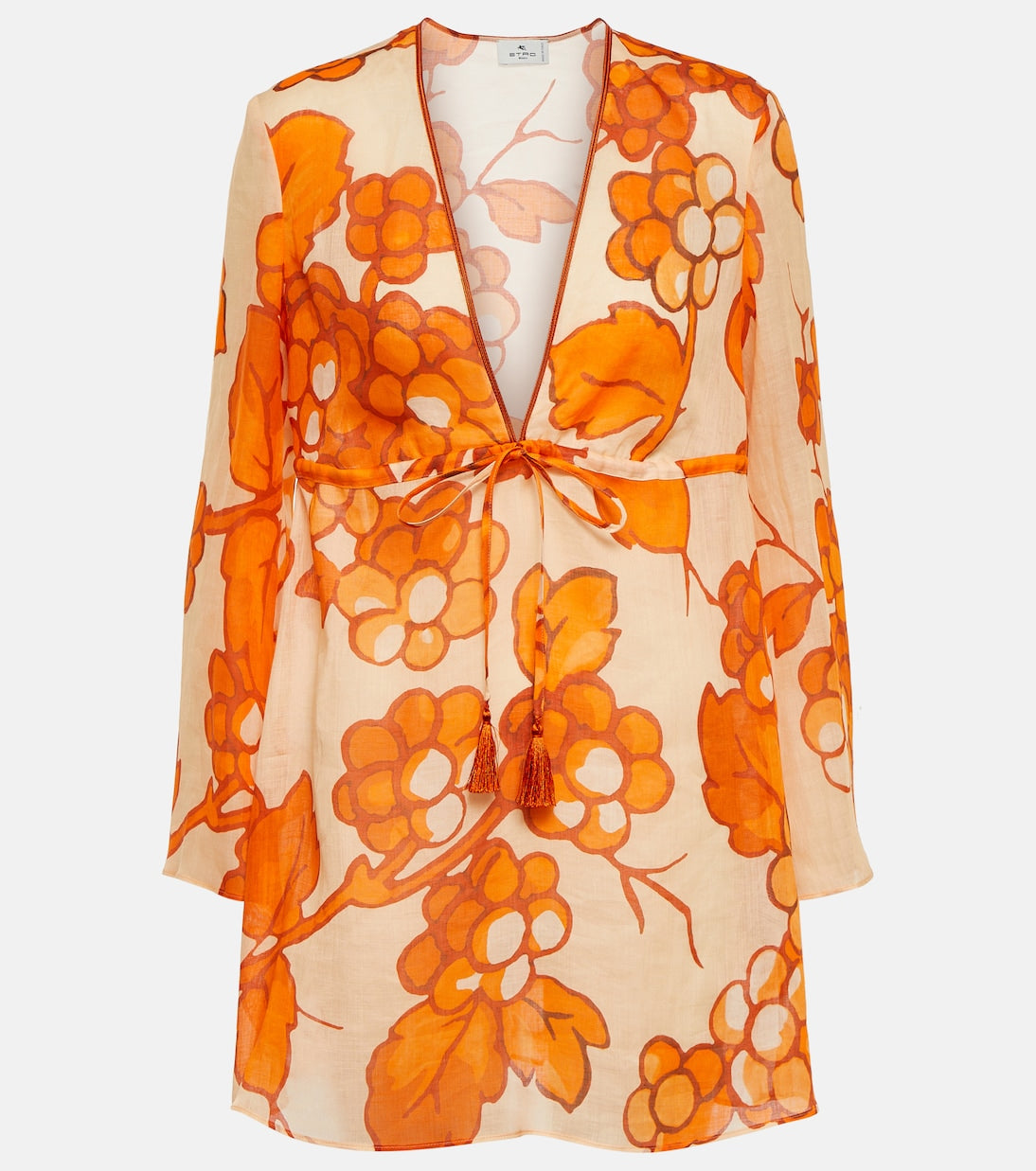 Ramie tunic with Etro print, orange