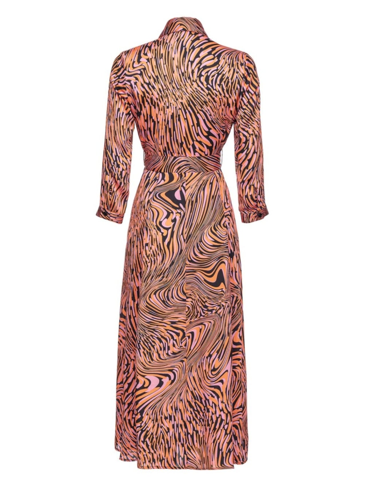 PINKO dress with belt and abstract print, pink